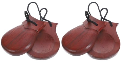 VALICLUD Kastagnetten Aus Massivem Birnbaumholz 3.15X2.36X0.39In Hand-Percussion Schlaginstrument Für Erwachsene Spanisches Musikinstrument Mit Klarem Klang Für Auftritte Freizeit Und Partys