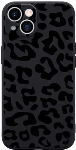 Wihytec Black Leopard Phone Case for iPhone 12 Black Leopard Cheetah Animal Skin Print Case Cover Liquid Silicone Soft Gel Rubber Durable Matt Phone Cover with Microfiber Lining