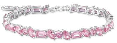 THOMAS SABO Tennisarmband mit 31 pinkfarbenen Steinen Silber 925 Sterlingsilber