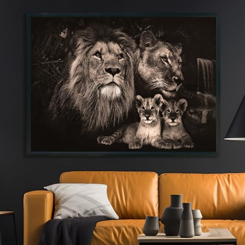 KAIDAARTLH Löwe mit Krone Schwarz und Weiß Tier Bild auf Leinwand Moderne Bilder Drucke Wohnzimmer Schlafzimmer Poster Wand Bild Dekoration Rahmenlos (C, 30x40cm)