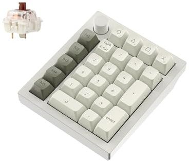 Keychron Q0 Max Wireless Custom Mechanical Numpad, 2.4 GHz/Bluetooth 5.1/Wired QMK Number Pad, RGB Hot-Swappable with Gateron Switch for Laptop Mac Windows Linux - White (Brown Switch)
