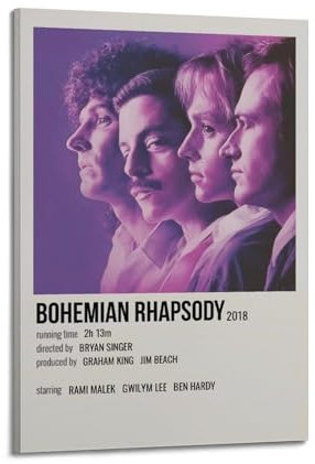 Zamou Leinwandposter, Bohemian-RHAPSODY, Wandkunst, dekoratives Wohnzimmer-Poster, Schlafzimmer-Poster, 60 x 90 cm, Rahmenstil