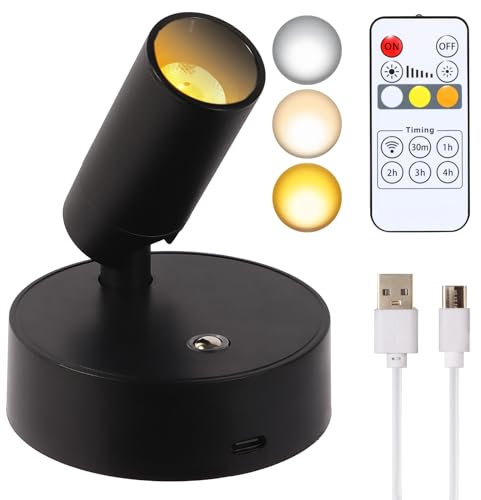 MIOBLUE Spot Lights Indoor with Remote Up Lights, Wireless Picture Light Battery Operated Spotlights with Timer Dimmable Accent Uplighting Indoor Stick on Wall Light for Artwork,Plant,Potrait,1 Pack