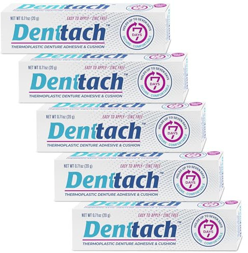 Adhesivo para prótesis dental, adhesivo termoplástico para prótesis, cojín y revestimiento, agarre cómodo y seguro para prótesis dentales hasta 7 días, sin pegamento, sin zinc, revestimiento de