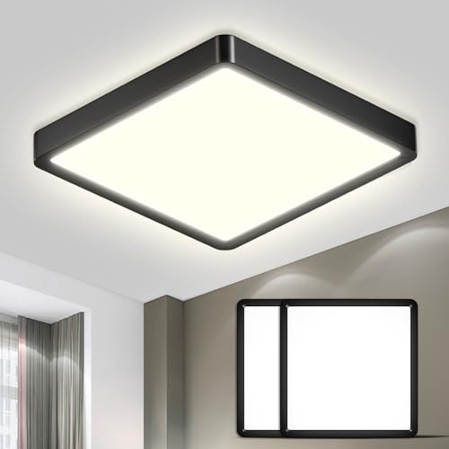 LQWELL® Deckenleuchte LED Deckenlampe, IP44 Wasserfest Badlampe Quadrat Flach 23W 4000K 2600LM Modern Schlicht Lampe Dünn für Wohnzimmer Badezimmer Schlafzimmer Küche Balkon Keller Büro, 300 * 25mm