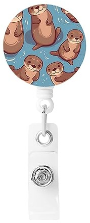Ausziehbarer Ausweishalter, Tier, niedlich, braun, Otter, Abzeichenspule für Krankenpflege, Ausweishalter mit Krokodilklemmen, Ausweishalter für Büro, Ausweishalter für Arzt, Arbeiter, Büro