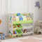 [en.casa] Étagère Enfant avec 3 Compartiments Ouverts et 6 Bacs de Rangement Bibliothèque à Motif Dinosaure Panneau de Particules Polyester PP Métal 78 x 86 x 27 cm Blanc Vert Jaune