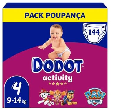Dodot Baby Activity Windeln, Größe 4 (9-14 kg), maximale Saugfähigkeit, 3D-Passform, 144 Rüschen