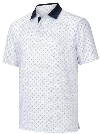 WILLIT Polo de manga corta para hombre, camiseta deportiva, camiseta de golf, tiempo libre, secado rápido, Rejilla Blanca, M