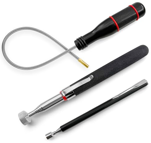 3 Pcs Magnetic Pickup Kit,Bendable Magnetic Gripper with 45cm Flexible Gooseneck,Durable Magnet Pick Up Tools with Non-Slip Handle,Portable Telescopic Magnet Stick for Picking Up Small Parts