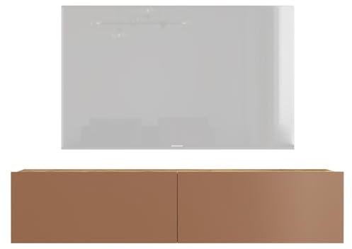 HowHomely Mueble para TV colgante 30 x 140 x 32 cm | aparador colgante en tono cobre | mueble bajo para TV con 2 cajones con cerradura | mueble de TV colgante | Cómoda colgante