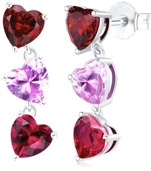 Lovans Damen kleine Herz Hängend Ohrringe, Silber 925 Ohrringe mit 3 Herz 5A Zirkonia, Earrings Schmuck Geschenke für Women Frauen Mädchen