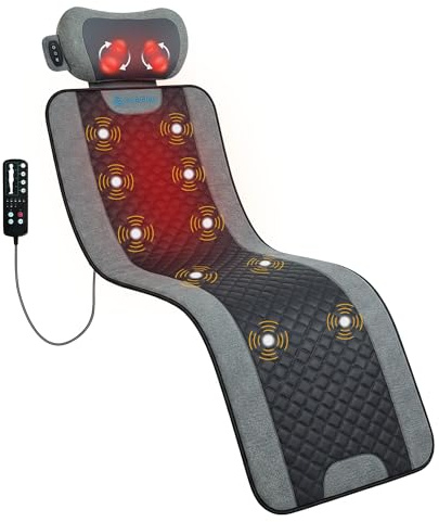 COMFIER Massage Mats Full Body with Heat, Vibration Back Massage Chair Pad with Shiatsu Neck Pillow 10 Vibrating Motors & 3 Levels of Heating Massage Mat, Bed Massager, Gifts