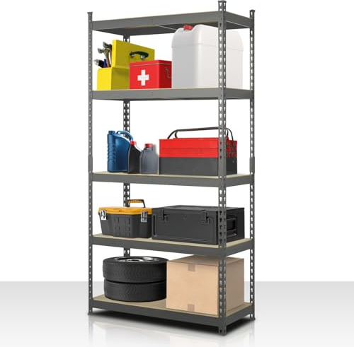 Floordirekt Schwerlastregal, Kellerregal, Lagerregal mit Stahlgestell 1050 kg Traglast (Anthrazit-Grau, 180 x 90 x 60 cm) Rhino