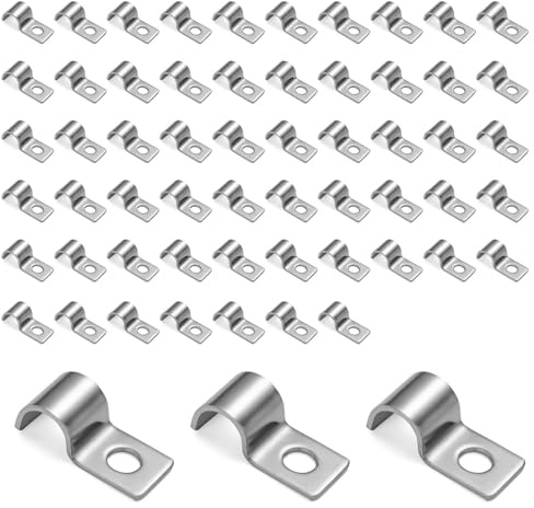 MUNTE 60 Stück Kabelschellen zum Schrauben, U-Förmige Kabelschellen Metall | Kabelhalter Wand Aus Edelstahl, Passend für Durchmesser 10mm, für Zuhause, Outdoor, Garten, Fabrik