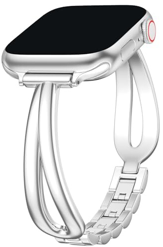 VISOOM Metall Armband für Apple Watch 38mm 40mm 41mm 42mm 44mm 45mm 46mm | Slim Dünn Metallarmband Damen, Elegant Schmuck Armbänder für iWatch SE Series 11 10 9 8 7 6 5 4 3 2 1