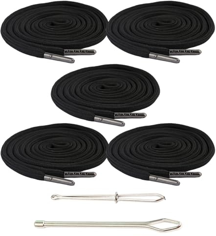 TAKONE Kordel Hoodie Jogginghose 5er Set 160 cm Schwarz Metallenden | 5-teilig, 160 cm, schwarz, Metallenden, Einfädelhilfe, robust, für Hoodie & Jogginghose