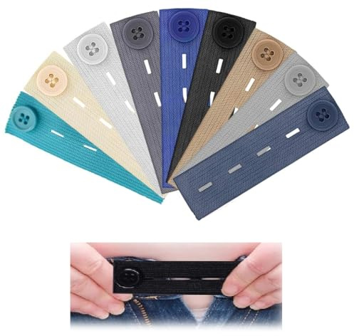 KAHZOR 9 Pezzi Estensori per Pantaloni Bottoni Vita per Gravidanza, Maternità 2,5 × 8,3 cm Estensioni Regolabili per Bottonis Jeans, Bottoni Allarga Pantaloni, Estensori Jeans Vita