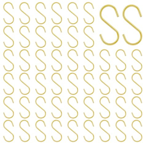 ValueBargain 50Pcs Small S Hooks, 40 * 2 mm Gold S Hooks for Hanging