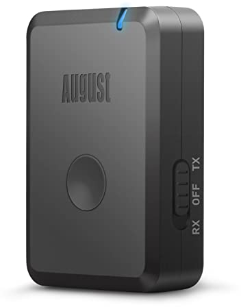 Ricevitore trasmettitore Bluetooth 3,5 mm AUX - August MR260 - Audio senza fili ricaricabile per auto, TV, radio, cuffie, Hifi con connessione a bassa latenza di 40 ms Batteria 13 ore - Nero