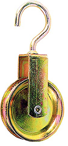 Carrucola Stendibiancheria Con Gancio Girevole. In Acciaio Tropicalizzato E Ruota In Ferro Ottonato.