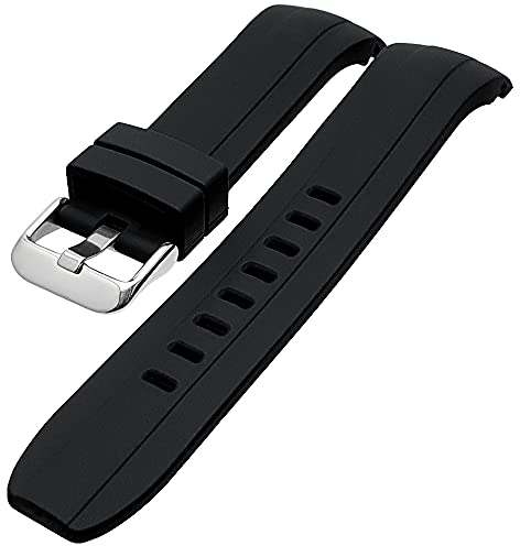 Talk Time Curved End Watch Strap Silicone Rubber Divers Soft Touch Stainless Steel Buckle 22mm (Black)