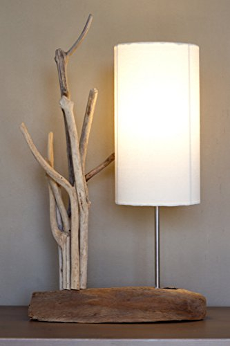 HDmirrorR Werterhalt Tischleuchte Madura Treibholz, Baumwolle, handgefertigt