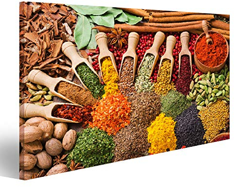 islandburner Tableau sur toile Composition Diverses Épices Herbes Colorées Pour La Cuisine Cadre Affiche Poster Murale Tableaux