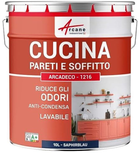 ARCANE INDUSTRIES Peinture Cuisine, lessivable, absorbe Les odeurs - 10 L Bleu Saphir - RAL 5003