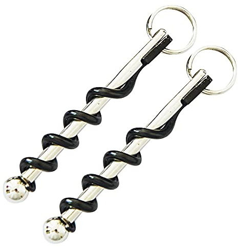 Macupon Stainless Steel Black Mini Portable Waiters Corkscrew with Keychain, 2 Pack, Perfect for Travel, Wine Lovers, Waiters & Bartenders