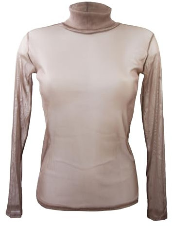 Miss Rouge T-Shirt, Top aus Voile, Netzstoff, transparent, Rollkragen (Taupe), taupe, 34 DE/38 DE