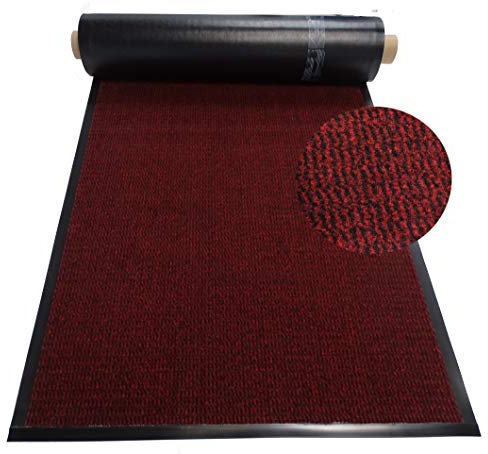 MERTEX Schmutzfangläufer Meterware 90 cm rot-schwarz meliert- Schnittkanten mit Randprofile (90 x 750 cm, rot)