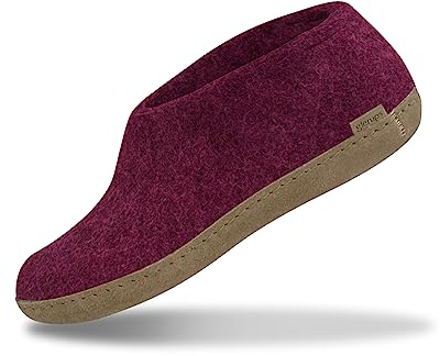 Glerups Filz Hausschuhe Herren und Damen (Größe 43) | Komfortabler Hausschuh mit Weicher Sohle aus Leder | Herren & Damen Slipper Geschlossen | Comfortable Slippers Women & Men