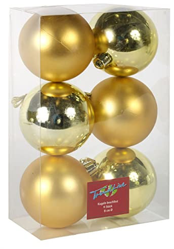 TrendLine Christbaumkugeln Ø 8cm 6Stk Gold Weihnachtskugeln Weihnachtsbaumkugeln