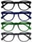 OPULIZE Pop Lesebrille 4er Pack Keck Rund Matt Rahmen Federscharniere Kratzfest Schwarz Blau Grün Grau Herren Damen RRRR2-1367 +1.50