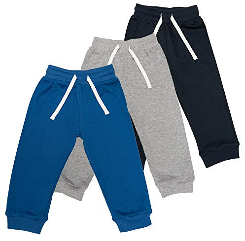 Lovjoy Pantalon de Jogging Bébés Jeunes Enfants - Lot de 3 ou 5 Couleurs - 1-4 Ans - Qualité Confort 100% Coton Robuste - Ceinture Elastiquée + Cordon Réglable