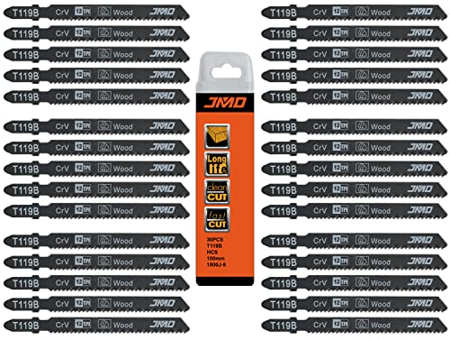 JMD 30-Piece T119B Jigsaw Blades Wood 92mm 12TPI Jig Saw Blades for Wood Cutting