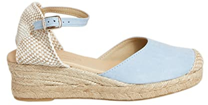 Alpargatas Cuña Cómoda Mujer Hechas en España - Sandalias Yute Natural | Plantilla Foam Acolchada, Cierre Hebilla y Tejido Técnico Transpirable - Zapatos Artesanales Cómodos para Verano y Caminar