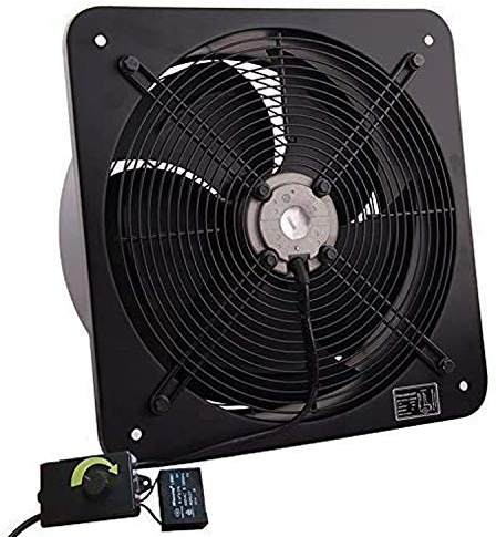 Extracteur commercial Ventilation industrielle Ventilateur d'échappement axial Ventilateur à plaque d'air 10 pouces 250MM noir (métal robuste avec régulateur de vitesse)