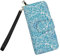 Böhmische börse Portemonnaie Canvas Elefant Muster Handtasche mit Münzfach und Riemen - Blau - Large