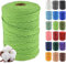 Klhamky 3mm×500m Macrame Cotton Cord, Soft 4 Strand Twisted 100% Natural Cotton for Handmade Wall Hanging, DIY, Craft Making, Knitting, Plant Hangers, Decorative Projects (3mm×500m, Light Green)