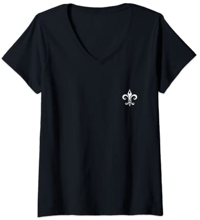 Damen Lilie, Fleur de Lys, Fleur de lis, Heraldik, Frankreich, T-Shirt mit V-Ausschnitt