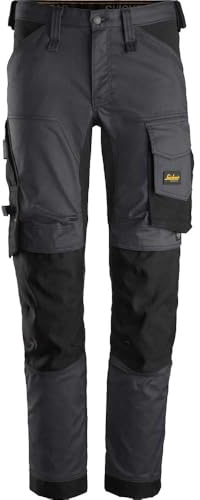 Snickers Workwear AllroundWork Elastische Hose, Stahlgrau-Schwarz, Größe 88, Unisex, Erwachsene