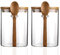 Set of 2 Clear Glass Storage Canister with Wooden Spoon 420ML/15Oz, Airtight Lid Sealed Small Glass Container Jar with Scoop for Bath Salt Holder, Sugar, Spice, Coffee, Matcha Tea, Condiment, Pepper