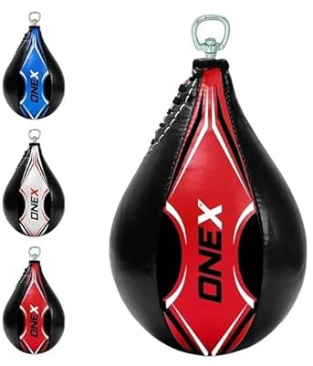 ONEX Boxing Speed Bag with Hanging Swivel for Reflex Training - Punching Speed ball for Home & Gym Fitness Workout cardio MMA Professional Fighting Men and Women