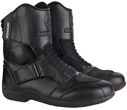 BSTL Stivali Sportivi da Moto per Uomo Scarpe Sportive da Corsa per Moto da Cross Equitazione da Viaggio Equipaggiamento da Viaggio Autunno Inverno Armored,Black-42