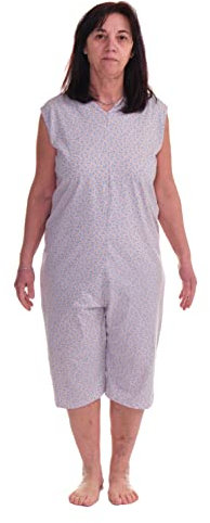 Ferrucci Pigiama Sanitario Smanicato con Pantalone Corto 1 Zip/Cerniera Dietro la Schiena Estivo - 9008/7 (Rosa, L)