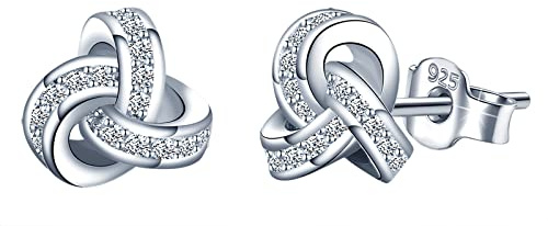 MOOFUN Zirkonia Drehen Kleeblatt Ohrringe 925 Sterling Silber Stecker Ohrstecker Ohrhänger Damen Schmuck Ohrring Edle Verpackung Geschenke für Frau Freundin Mama Geburtstag Weihnachtstag Valentinstag