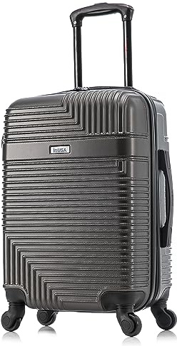 InUSA RESILIENCE Luggage with Spinner Wheels | Durable Lightweight Hardshell Spacious Travel Bag with Handle and Trolley | 20-Inch Carry On Small Luggage | Charcoal