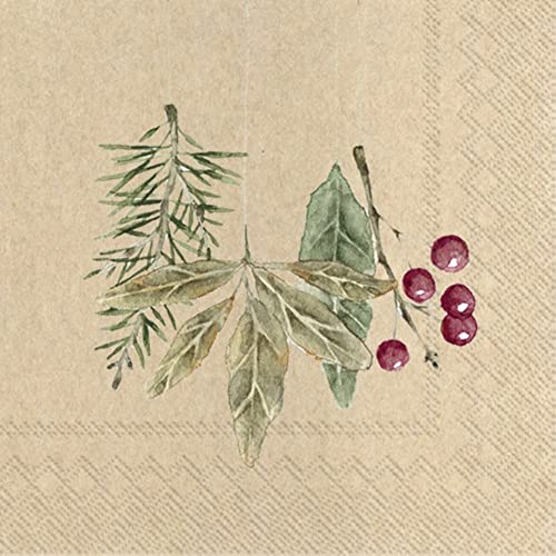 IHR Ideal Home Range - Papierservietten WINTER CHERISH green red 20 St. Lunch-Servietten 33 cm x 33 cm
